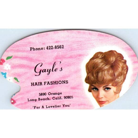None Other - Gayle's Hair Fashions Salon Long Beach CA Vintage Business Card SD8-B10